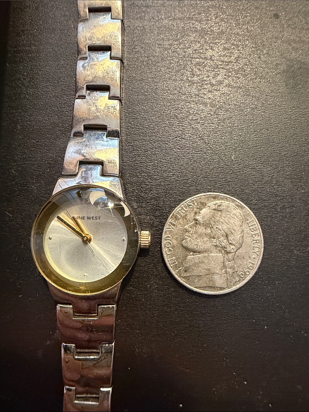 Nine West Two-Tone Gold and Silver Link Bracelet Watch - Picture 2 of 4